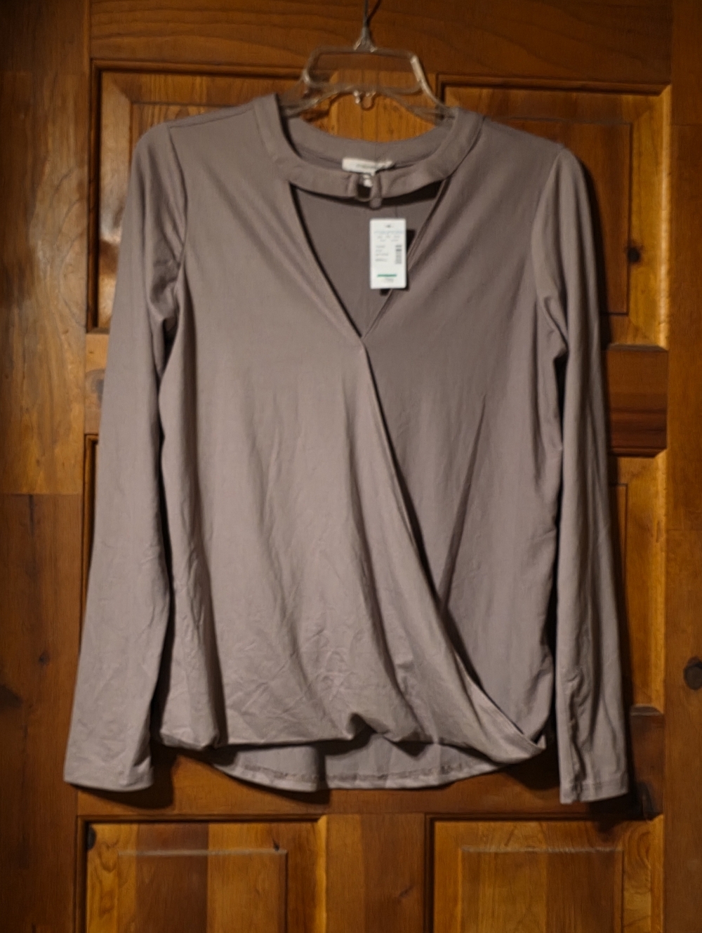 NWT, Maurices Sm  Mauve-Taupe Long Sleeve Wrap Top